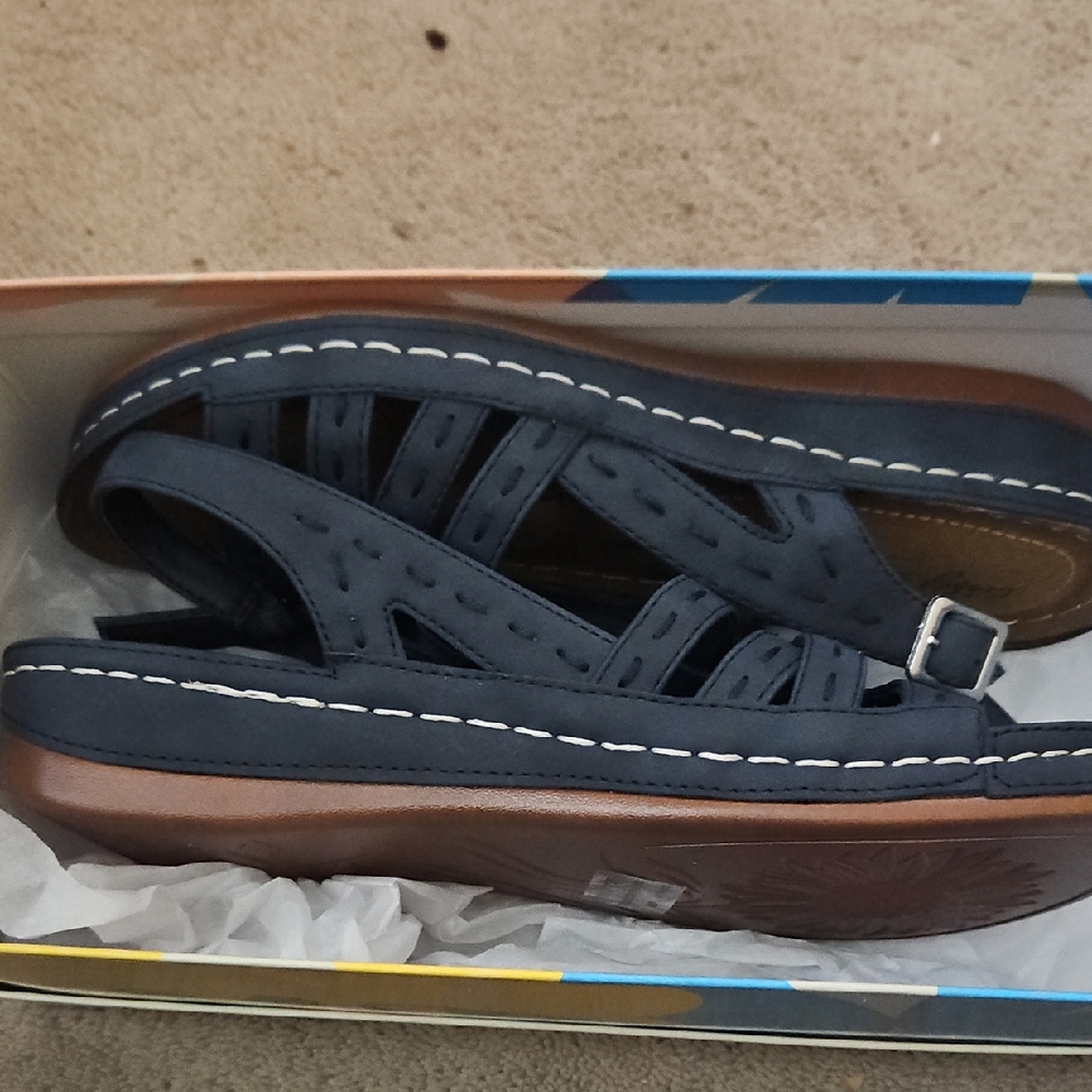 Easy Street Navy Blue Sandals with Buckle